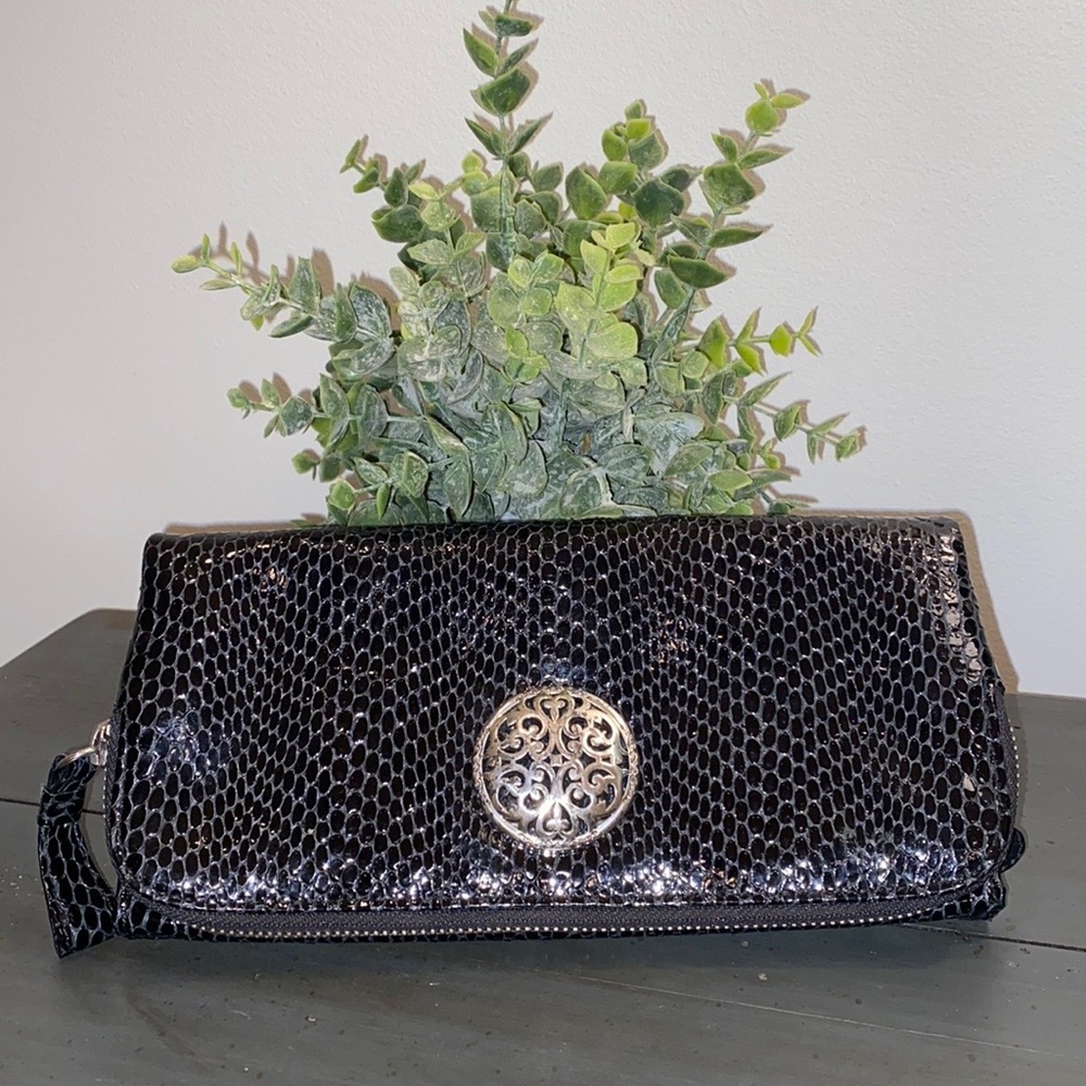 Brighton Clutch Black Leather Wallet Y2K
